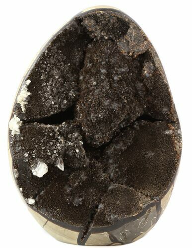 Polished Septarian Geode Sculpture - Black Crystals #45210